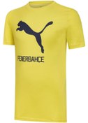 Resim Puma Fenerbahçe Cat Erkek Sarı Baskılı Bisiklet Yaka Tişört 