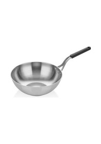 Resim Çelik Wok Tava 26cm - Silikonlu Sap Gri 