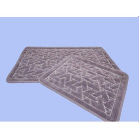 Resim Banyo Paspası 2'li Set Karo Mor Çok Renkli 