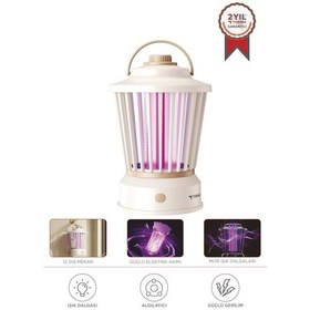 Resim Torima Ssk-12 Beyaz Şarjlı Uv Işıklı Elektrikli Sivrisinek Öldürücü Lamba Sinek Kovucu Sineksavar 1 Adet 