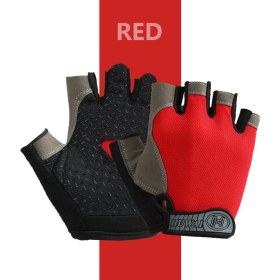Resim Liangduo Shop Kırmızı Stil M Boyutu Profesyonel Kaymaz Nefes Spor Salonu Kadın ve Erkek Yarım Parmak Yaz Balıkçılık Bisiklet Parmaksız Eldiven Kadın Bisikletleri (Yurt Dışından) 