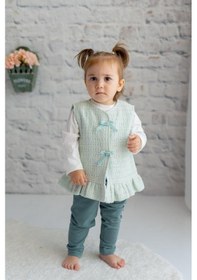 Resim Mininio Kız Bebek Yelek Bluz Ve Tayt 3'lü Takım Yesil 