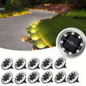 Resim 12 Mini Güneş Enerjili LED Yer Işıkları, 8 LED Beyaz/Sıcak Işık, Bahçe için Paslanmaz Çelik Dönen Yol Aydınlatmaları, Kaldırım, Peyzaj Aydınlatması, Yerden Montaj, Cilalı Yüzey, Taşınabilir, Açma/Kapama Kontrolü, Sökülemez Klipsler, Paslanmaz Çelik Kapak, Güneş Enerjili, 600mAh Nikel Pil, Uzaktan Kumandasız 
