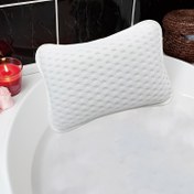 Resim 1 adet Banyo Yastığı, Banyo, Sıcak Banyo, Baş ve Boyun Desteği için Uygun, 2 Güçlü Emme Kupası ile, Hızlı Kuruyan 4D File, Makinede Yıkanabilir 