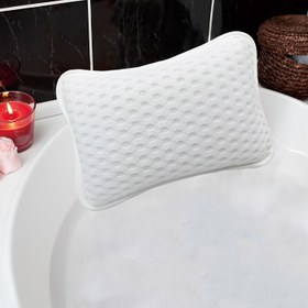 Resim 1 adet Banyo Yastığı, Banyo, Sıcak Banyo, Baş ve Boyun Desteği için Uygun, 2 Güçlü Emme Kupası ile, Hızlı Kuruyan 4D File, Makinede Yıkanabilir 