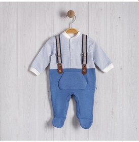 Resim Lamato Baby Salopet Askılı Kangru Cepli Bebe Erkek Tulum Indigo 