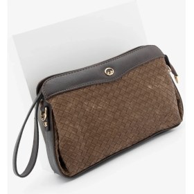 Resim Marjin Kadın Fermuarlı Iç Cepli Clutch Çapraz Askılı El ve Omuz Çantası Faris Kahve 