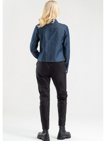 Resim Bold & Young Kadın Mavi Düğmeli Cepli Jean Gömlek Indigo 