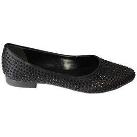 Resim Yazkış Kadın Gümüş Siyah Düz Taşlı Babet Siyah 