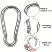 Resim 1 adet çok amaçlı yay tokası | 4 boyutlu yay kancalı klips/anahtarlık zinciri bağlantısı | Kamp, balık tutma ve bisiklet için uygun | Sırt çantası anahtarı+su şişesi tokası+çadır ipi bağlantı aksesuarı 