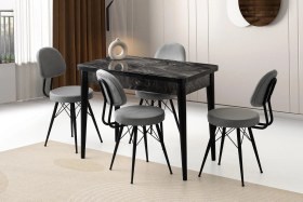 Resim Milano Ece Mdf Mutfak Masa Sandalye Takımı 60x100 Siyah 