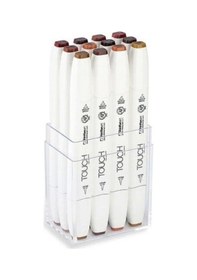 Resim Touch Twin Brush Marker Fırça Uçlu Marker Seti 12 Renk Ahşap Renkleri Görsel Rengi 