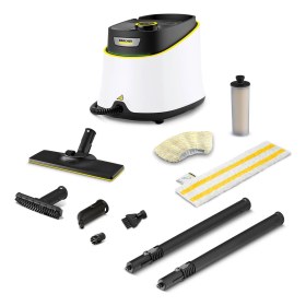 Resim Karcher Buharlı Yer Silme ve Derz Temizlik Makinesi 1900W Güçlü Buhar Basıncı Kesintisiz Çalışabilen Kireç Çözücü Kartuşlu Çok Amaçlı Buharlı Mop Beyaz Sarı Sc 3 Deluxe Seti 