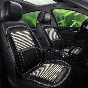 Resim Araba koltukları için bambu serinletici mat - Nefes alabilen, ventilasyonlu, polyester lif dolgu, kamyon, kamyon ve sedan için evrensel uyumluluk, yaz konfor aksesuarı|Nefes alabilen koltuk kılıfı|Dokuma dokusu 
