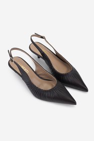 Resim Valmenti Kadın Hakiki Deri Kahverengi Slingback Ayakkabı VLM6863 - 35 