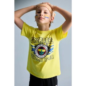 Resim DeFacto Fenerbahçe Kısa Kollu Pijama Üst Şort Pijama Alt 2'li Pijama Takımı Erkek Çocuk H7338A826HS 