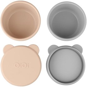 Resim Silikon Kapaklı Mini Kase 2'li Bubble Beige - Gri 5 Adet 