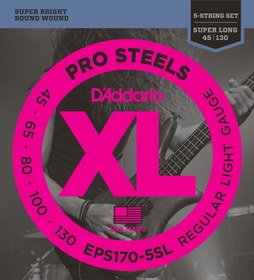 Resim D'Addario EPS170-5SL XL ProSteels 5 Telli Bas Gitar Teli - Regular Light (45-130) 