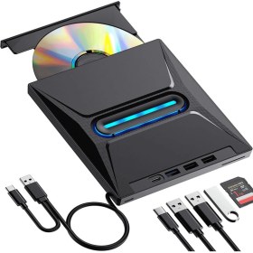 Resim USB 3.0 Harici External CD DVD Okuyucu Yazıcı LED USB Hub Tf Sd Kart Okuyucu Çoğaltıcı 