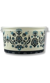 Resim CetKing Karton Kağıt Çorba-Aşure-Tatlı-Dondurma-Yemek Kasesi -14 Oz Plastik Kapaklı Kase 50 Adet 