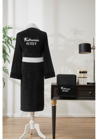 Resim Özdilek Kahraman Baba Nakışlı Kadife Erkek Bornoz Seti 479842 