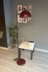 Resim Vişne Çürüğü Lambader Hareketli Başlık Dekoratif Metal Oturma Odası Çalışma Odası Zemin Bordo 