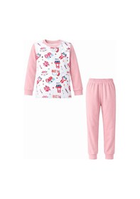 Resim Kız Çocuk Pamuklu Desenli Pijama Takımı 6068-04 Pembe Pembe 