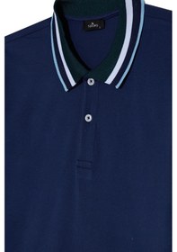 Resim Erkek Slim Fit Dar Kesim %100 Pamuk Lacivert Polo Yaka Tişört-50176 Lacivert 
