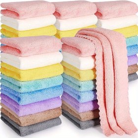 Resim 10 adet Yumuşak Emici Yüz Havlusu, Düz Renkli Havlu, Hafif Kare Banyo Havlusu, Modern Tarz 