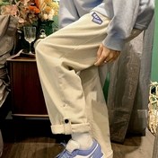 Resim Kadınlar için Kord Dokulu Günlük Harem Pantolon, Geniş Bel Çizgili, İç Şeritli Ayarlanabilir Lastikli Đa Cep Tasımı, Ýükselmiş Belli Nefes Alábilen Y2K Estetigiği Doğru Paça Boş Zamanlık Tayt Sonbahar Kış Ince Makinede yuwulýán Bir Renk Rahat kortlar Mevsimlik Elastiki Fitted Flared Cropped Palazzo Kore Stil Spor Giyim 