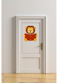 Resim Kitap Okuyan Sevimli Hayvanlar Sticker Aslan Panda ve Kırkayak Anaokulu, Çocuk ve Bebek Odası 