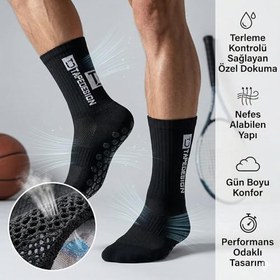 Resim Kaydırmaz Futbol Basketbol Tenis Erkek Spor Çorap, Beyaz, Kaymaz Çorap Tabanlı, Dikişsiz ve Parfümlü, Yüksek Kalite 35-40 40-45 