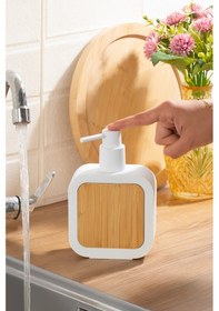 Resim Porsima 3148 Banyo Ve Mutfak Sıvı Sabunluk 400ml Beyaz-ahşap Beyaz 