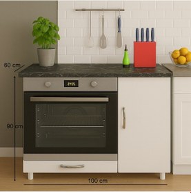 Resim 100lük Ankastre Fırın Ve Ocak Dolabı, Set Üstü Ocak Dolabı, Çok Amaçlı Dolap, Mutfak Dolabı Siyah - Beyaz 