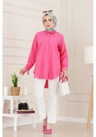 Resim Sevitli Taş Detaylı Hilal Tunik-fuşya-4957 Fuşya 