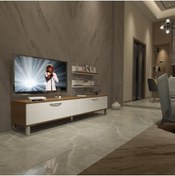 Resim Decoraktiv Eko 4 Slm Std Krom Ayaklı Tv Ünitesi Tv Sehpası - Ceviz - Beyaz 