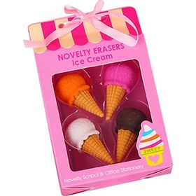 Resim Suntek 4 Adet Karikatür Mini Silgi Ofis Malzemeleri Için Pembe " 