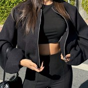 Resim Kadın Bol Kesim Fermuarlı Ceket - Düz Renk Kahverengi, Uzun Kollu, Düşük Omuz Tasarımı, Sonbahar & Kış için Günlük Stil, Günlük Dış Giyim | Rahat Kesim Ceket | Fermuarlı Ceket 