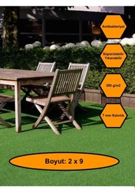 Resim 2x9 Metre Yapay Çim Halı, Lastik Taban, Yeşil Suni Halı, 7 Mm Kalınlığında 200 X 2900 