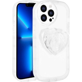 Resim Ekolaks Apple Iphone 13 Pro Max Kılıf Kamera Korumalı Popsocketli Kalpli Kapak 