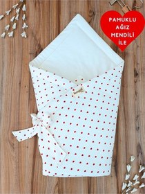 Resim Kalpli Bebek Battaniyesi %100 Pamuklu Doğal Organik Uyku Bebek Kundağı Hastane Çıkışı Yenidoğan Knd45500 Ekru 