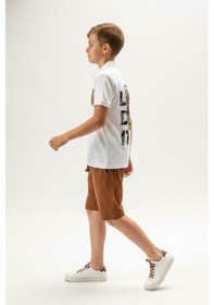Resim Toontoy Kids Toontoy Erkek Çocuk 2'li Şortlu Takım Polo Yaka Kısa Kollu Düğmeli T-shirt - Beli Lastikli Bağlamalı Şort 25022 Beyaz 