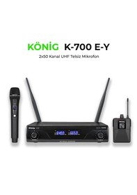 Resim König K-700 Uhf 2x50 Kanal 1el+1yaka Kablosuz Mikrofon 