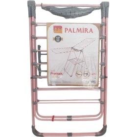 Resim UltraNova Prenses Pembe-Gri Sepetli Metal Kurutmalık, Şık ve Fonksiyonel Tasarım 