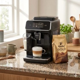 Resim Philips 2300 Serisi Lattego Tam Otomatik Espresso ve Cappuccino Makinesi Silentbrew Sessiz Teknoloji Siyah ve Çekirdek Kahve 