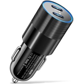 Resim Çift Pd Araç Şarj Adaptörü 40 W Hızlı Şarj Tipi Usb C Arabada Hızlı Güç Cep Black ' Beyaz 