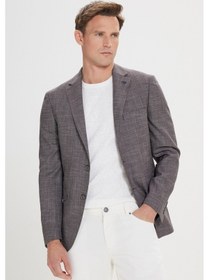 Resim Ac&Co / Altınyıldız Classics Erkek Sıyah-bordo Slim Fit Dar Kesim Mono Yaka Desenli Blazer Ceket Sıyah-bordo Siyah - Bordo 