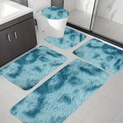 Resim 5 Adet Yumuşak Kabarık Zemin Matları, Banyo Kaymaz Pedleri Seti, Uzun Tüylü Halı, Bağlama Boyama Stili, Yıkanabilir Kilimler, Çeşitli Ev Tarzlarına Uygun Lüks Dekor 