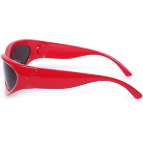 Resim TomyHelf Bisikletçi Gözlüğü Kırmızı Çerçeve Siyah Cam Rüzgar Korumalı 