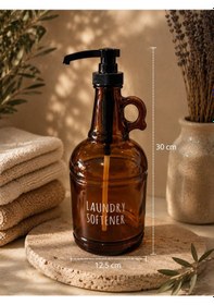 Resim Morponi Amber Cam Çamaşır Yumuşatıcı Şişesi 30 Cm - Siyah Pompalı Kulplu Sıvı Sabunluk Deterjan 2000 Ml 